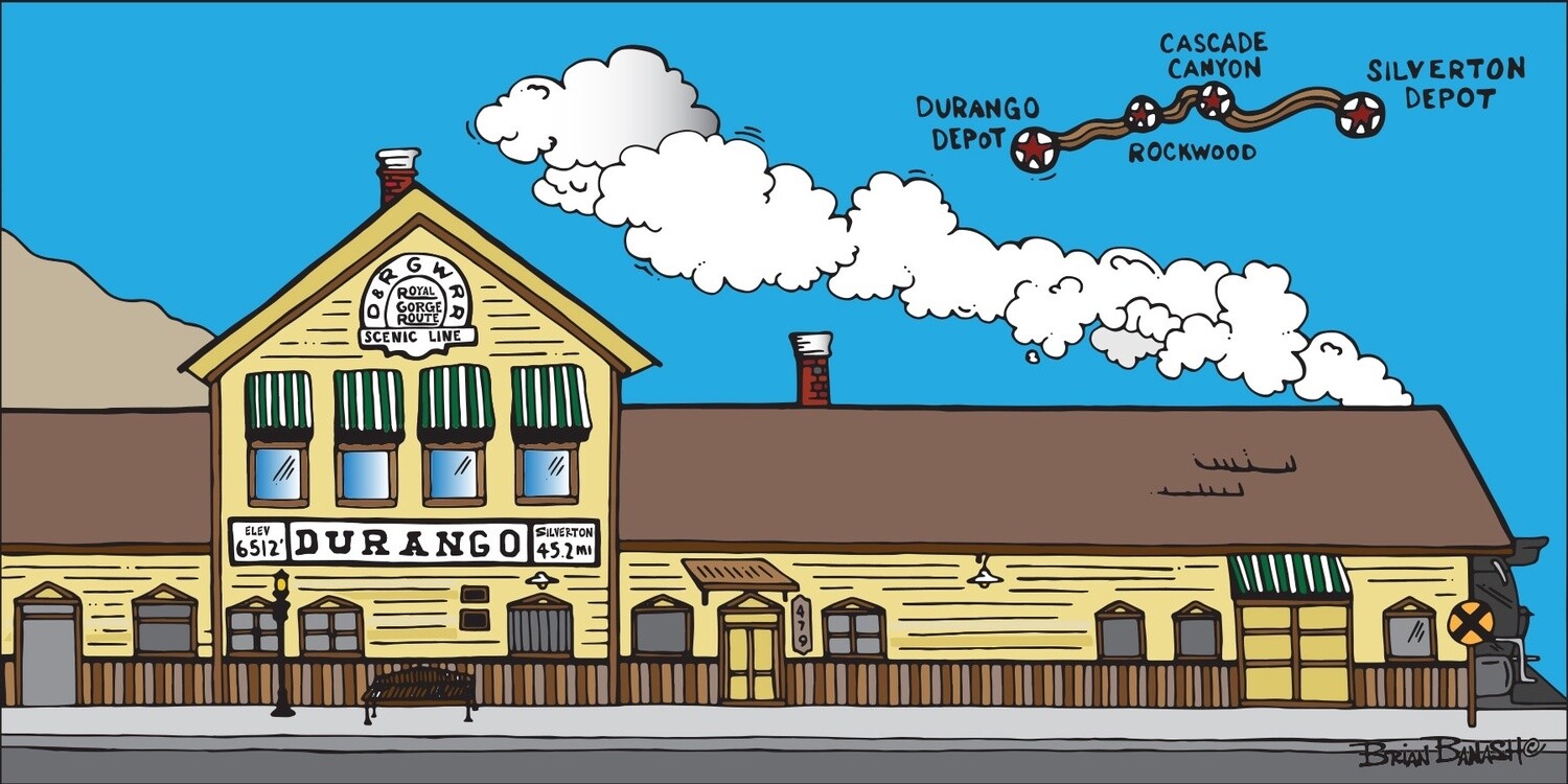 D&amp;SNG RR DEPOT LOCOMOTIVE | LOOSE PRINT | 2:3 RATIO | D&amp;SNG | LIFESTYLE | ILLUSTRATION