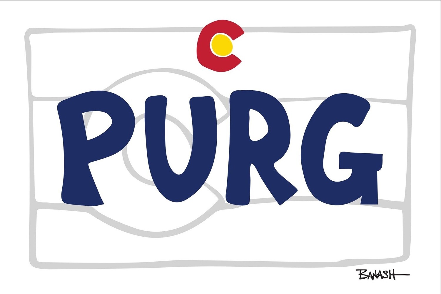 PURG CO LOOSE LOGO HORIZ FLAG GHOST | CANVAS | STOKED PHRASES | 2:3 RATIO | LIFESTYLE, Size: 4x6