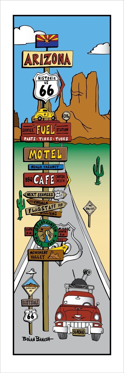 ROUTE 66 PITSTOPS ARIZONA | CANVAS | 1:3 RATIO | LIFESTYLE | ILLUSTRATION