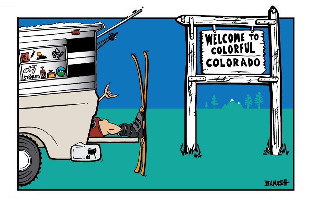 TRUCK TAILGATE SKI SHACK GREM WELCOME TO COLORADO | LOOSE PRINT | ILLUSTRATION | LIFESTYLE  2:3 RATIO