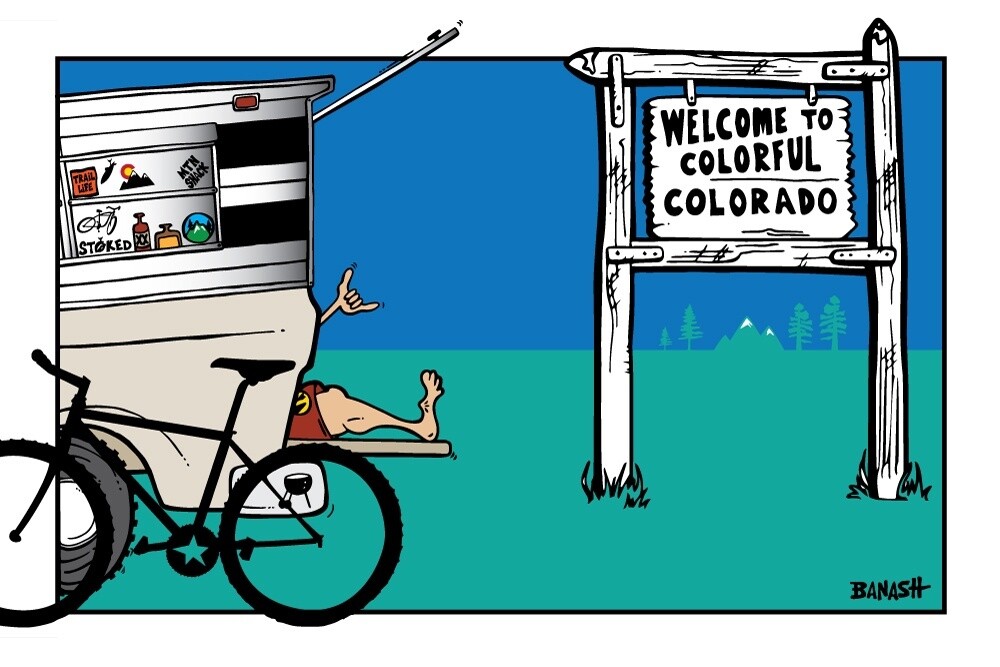 TRUCK TAILGATE MOUNTAIN BIKE SHACK GREM WELCOME TO COLORADO | LOOSE PRINT | ILLUSTRATION | LIFESTYLE  2:3 RATIO