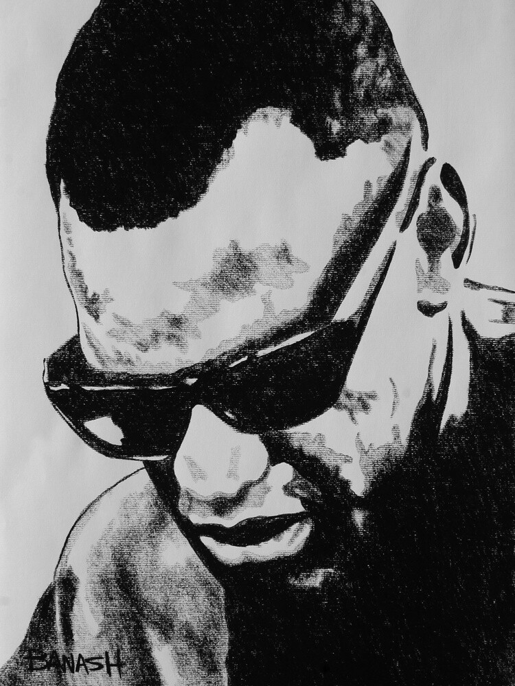 RAY CHARLES RAY MODE | CANVAS | BLUES | 3:4 RATIO | CHARCOAL | SOUL | JAZZ