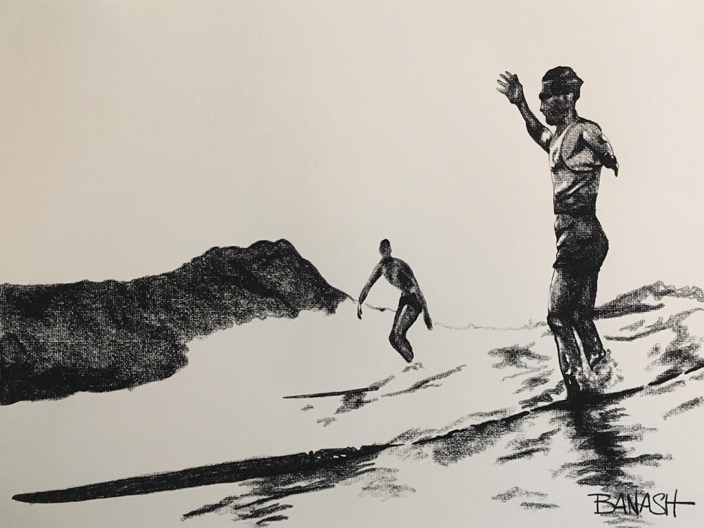WAIKIKI SOUL SURFER | CANVAS | 3:4 RATIO | CHARCOAL | PIONEERS OF SURF