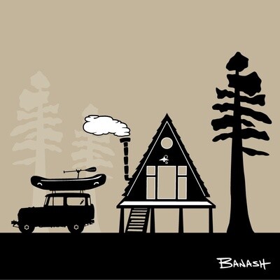 A FRAME HUT RAFT LAND CRUISER II . BLK N TAN | LOOSE PRINT | ILLUSTRATION | LIFESTYLE | 1:1 RATIO