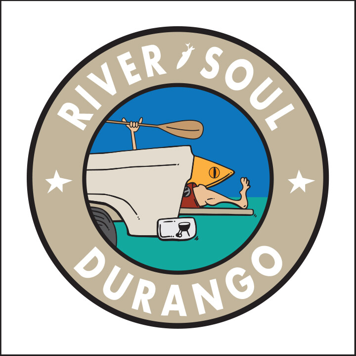 RIVER SOUL DURANGO TAILGATE KAYAK GREM ROUND | LOOSE PRINT | 1:1 RATIO | STOKED PHRASES | LIFESTYLE | ILLUSTRATION
