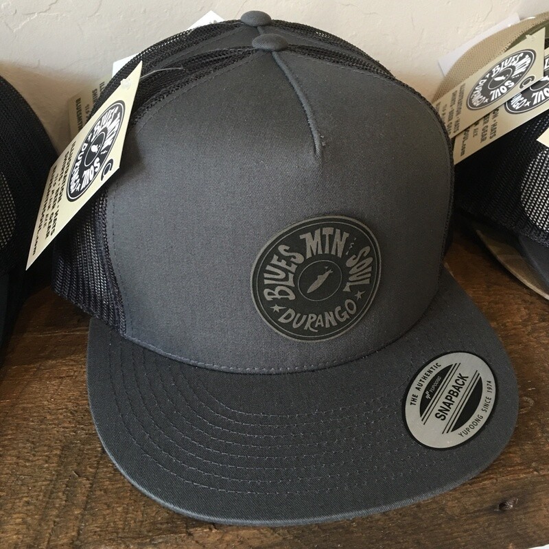 BLUES MTN &amp; SOUL LOGO | LEATHER PATCH | 5-PANEL CLASSIC TRUCKER HAT
