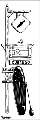 DURANGO ANIMAS PADDLE BOARD SIGN | CANVAS | ILLUSTRATION | 1:3 RATIO
