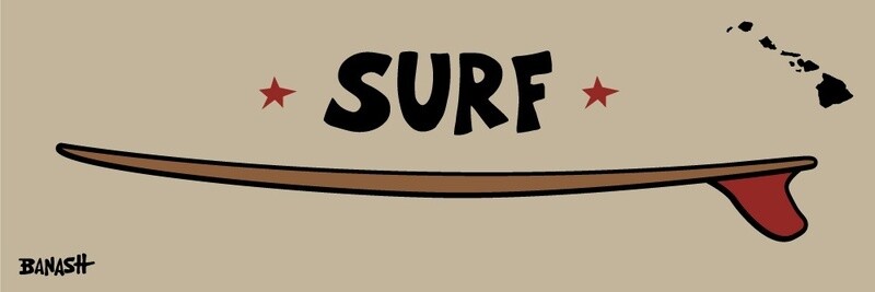 SURF RED FIN SURFBOARD HAWAII | CANVAS | ILLUSTRATION | 1:3 RATIO