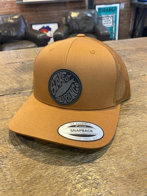 STOKED DURANGO | LEATHER PATCH | 6-PANEL PRO STYLE MESH HAT, PATCH: LEATHER, COLOR: CARAMEL | CARAMEL