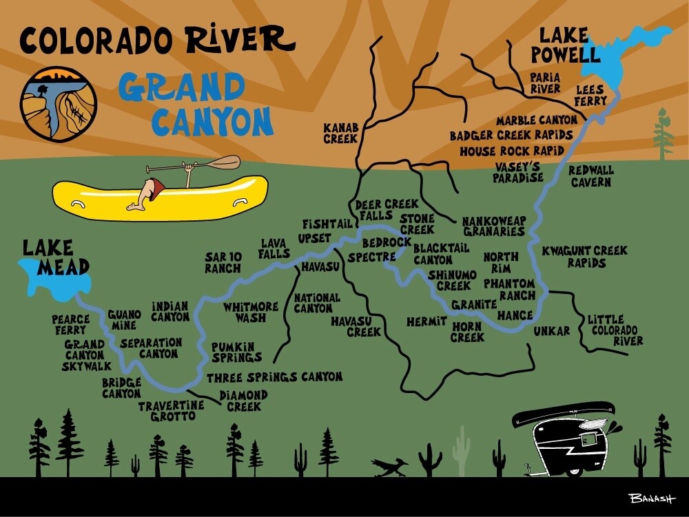 GRAND CANYON COLORADO RIVER | CANVAS | ILLUSTRATION | 3:4 RATIO, Size: 6x8