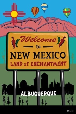 NEW MEXICO WELCOME SIGN ALBUQUERQUE | CANVAS | ILLUSTRATION | 2:3 RATIO