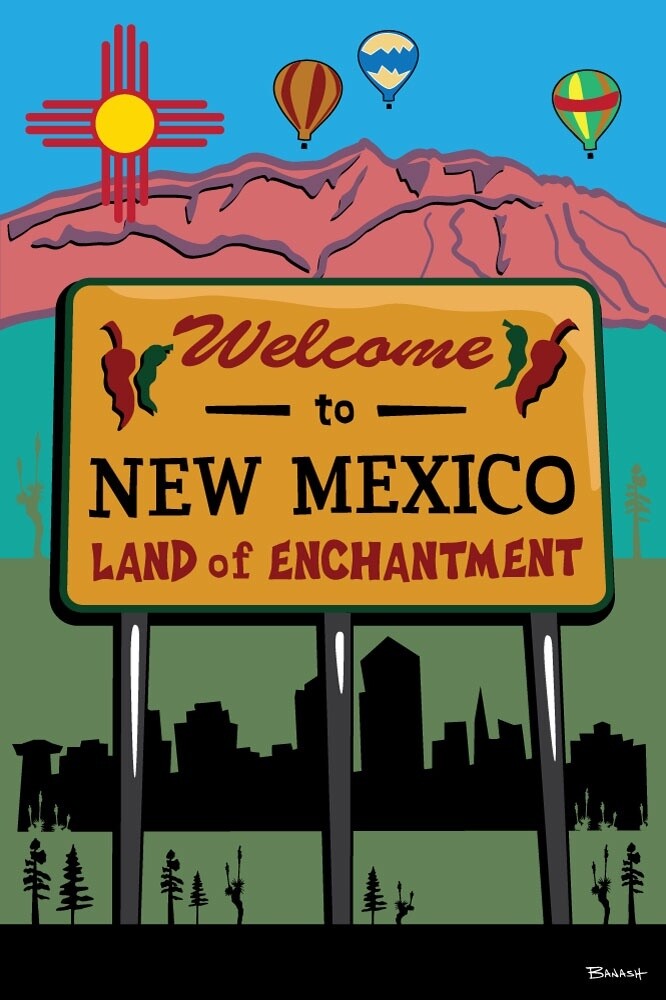 NEW MEXICO WELCOME SIGN | LOOSE PRINT | ILLUSTRATION | 2:3 RATIO