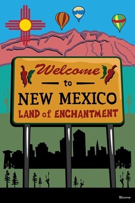 NEW MEXICO WELCOME SIGN | CANVAS | ILLUSTRATION | 2:3 RATIO