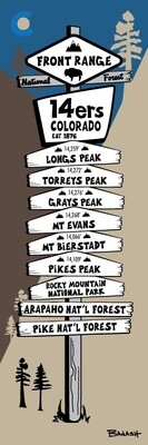 FRONT RANGE 14ERS PEAKS | LOOSE PRINT | ILLUSTRATION | 1:3 RATIO |