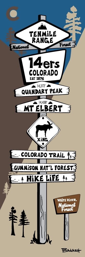 TENMILE RANGE 14ERS PEAKS | LOOSE PRINT | ILLUSTRATION | 1:3 RATIO