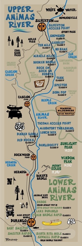 ANIMAS RIVER UPPER &amp; LOWER RAPIDS | CANVAS | ILLUSTRATION | 1:3 RATIO