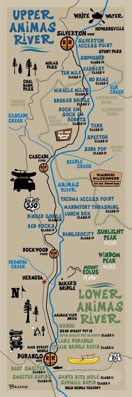 ANIMAS RIVER UPPER &amp; LOWER RAPIDS | CANVAS | ILLUSTRATION | 1:3 RATIO