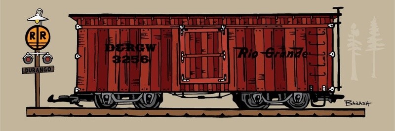 D&amp;SNG DENVER &amp; RIO GRANDE WESTERN BOXCAR 3266 | LOOSE PRINT | ILLUSTRATION | 1:3 RATIO