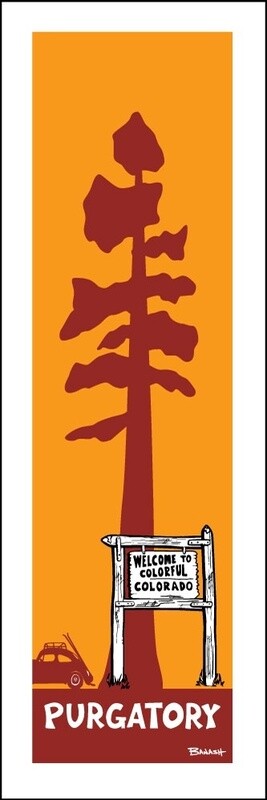 PURGATORY WELCOME SKI BUG PINE SUNDOWN RED | ILLUSTRATION | LOOSE PRINT | 1:3 RATIO
