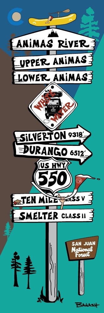 ANIMAS RIVER SIGN POST | CANVAS | ILLUSTRATION | 1:3 RATIO