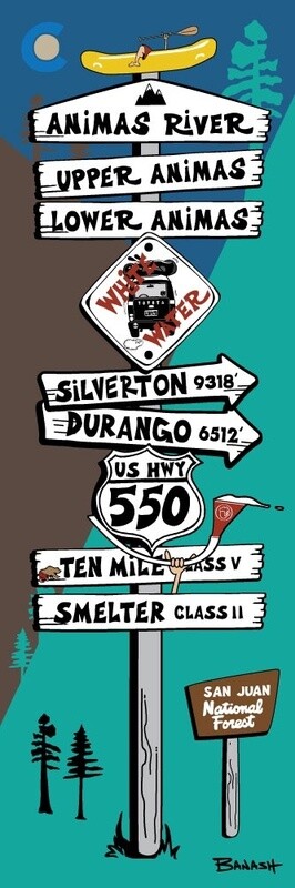 ANIMAS RIVER SIGN POST | CANVAS | ILLUSTRATION | 1:3 RATIO
