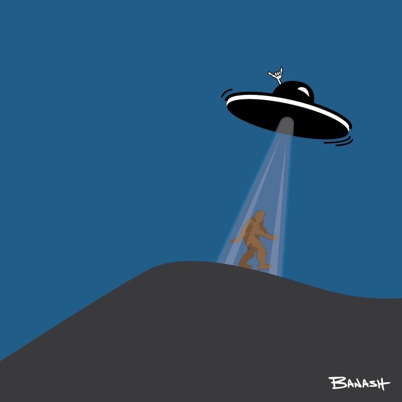DESERT DUNES UFO SASQUATCH | CANVAS | ILLUSTRATION | 1:1 RATIO