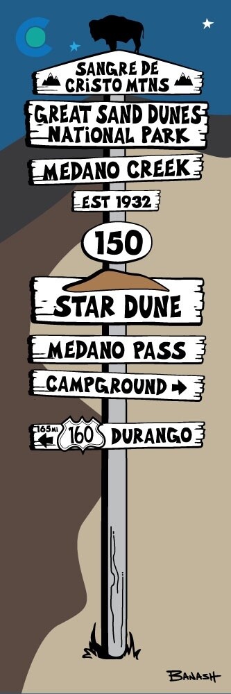 GREAT SAND DUNES SIGN POST | CANVAS | ILLUSTRATION | 1:3 RATIO