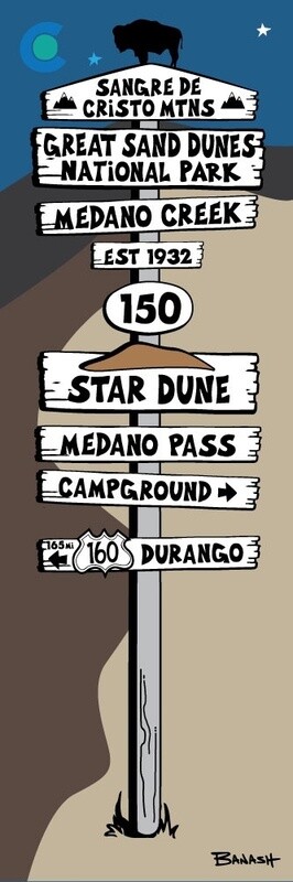 GREAT SAND DUNES SIGN POST | CANVAS | ILLUSTRATION | 1:3 RATIO