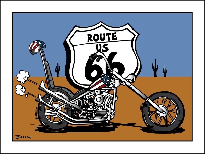 EASY RIDER CHOPPER ROUTE 66 | CANVAS | ILLUSTRATION | 3:4 RATIO