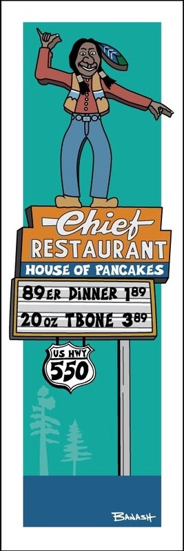 CHIEF RESTAURANT DURANGO HWY 550 | LOOSE PRINT | ILLUSTRATION | 1:3 RATIO