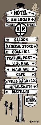 DURANGO OLD WEST TOWN SIGN POST | CANVAS | ILLUSTRATION | 1:3 RATIO