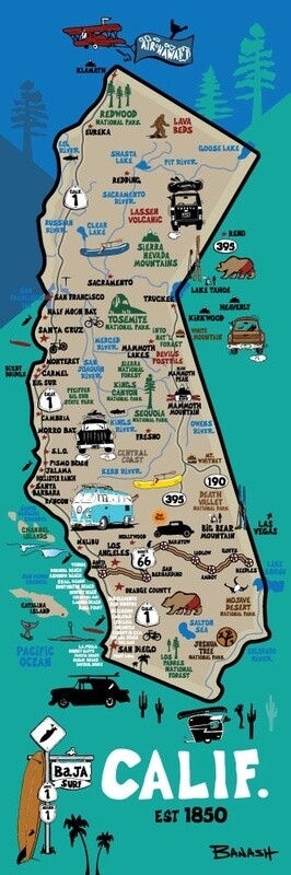 CALIFORNIA DESTINATIONS SURF MAP | CANVAS | ILLUSTRATION | 1:3 RATIO