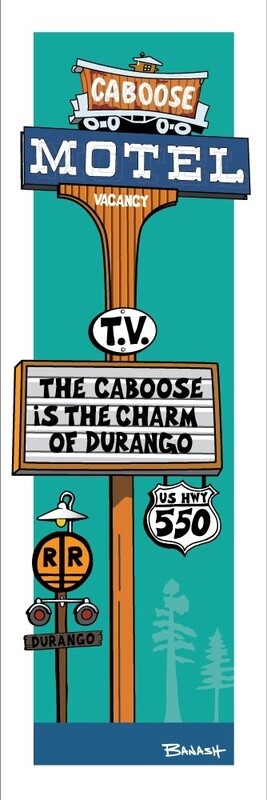 CABOOSE MOTEL DURANGO HWY 550 | CANVAS | ILLUSTRATION | 1:3 RATIO