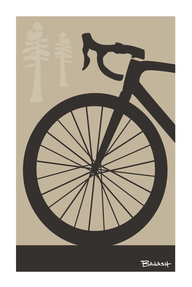 ROAD BIKE FRONT END PINES . COLOR SERIES | LOOSE PRINT | ILLUSTRATION | 2:3 RATIO, STYLE: TAN, Size: 4x6