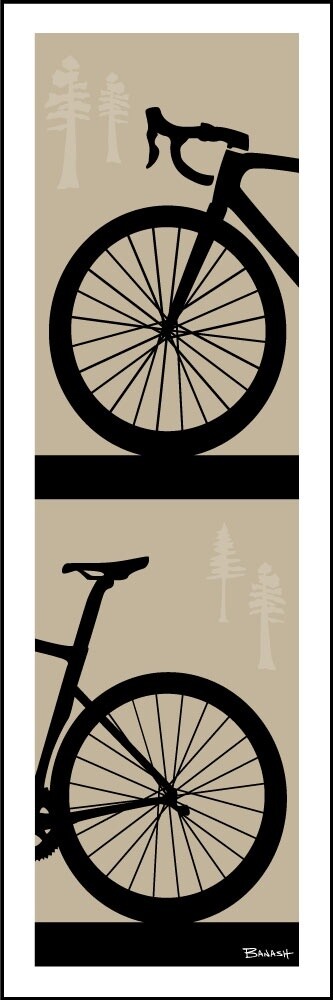 ROAD BIKE FRONT END TAIL STACKED PINES . COLOR SERIES | CANVAS | ILLUSTRATION | 1:3 RATIO