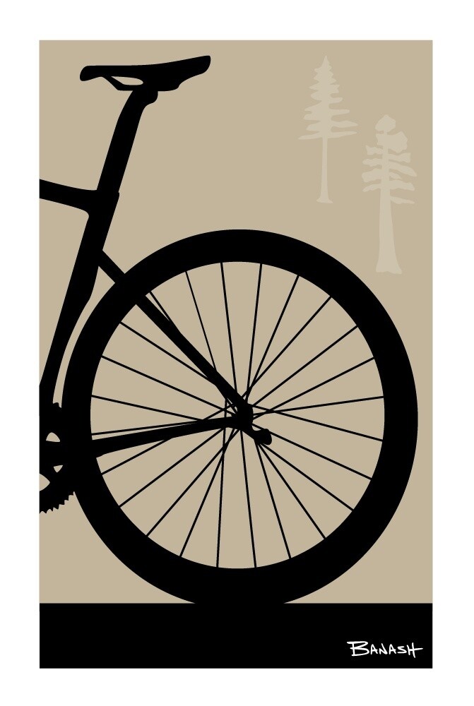 ROAD BIKE TAIL PINES . COLOR SERIES | LOOSE PRINT | ILLUSTRATION | 2:3 RATIO, COLOR: TAN, Size: 4x6
