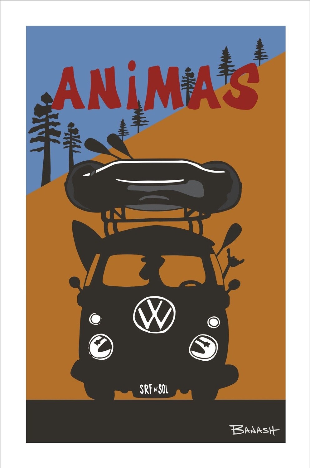 RAFT BUS GRILL DESERT SLOPE . DESTINATION SERIES | LOOSE PRINT | ILLUSTRATION | 2:3 RATIO, STYLE: ANIMAS, Size: 4x6