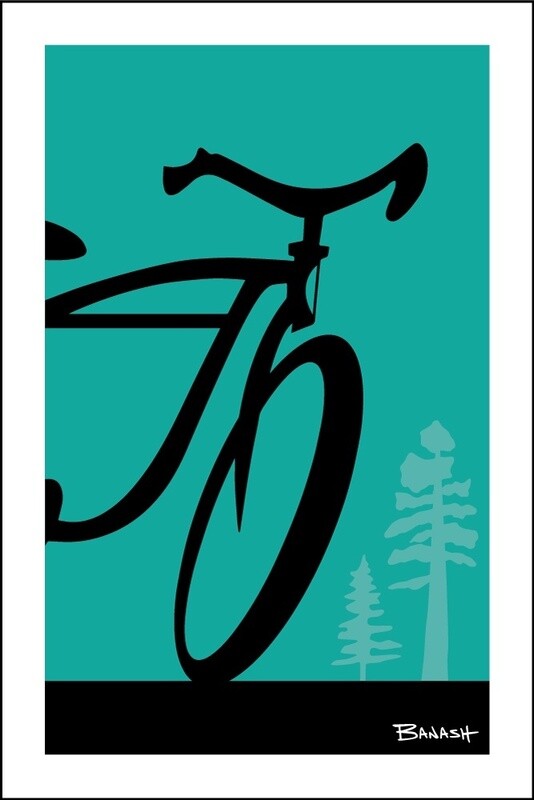ORIGINAL BIKE FRONT PINES SEAFOAM | LOOSE PRINT | ILLUSTRATION | 2:3 RATIO