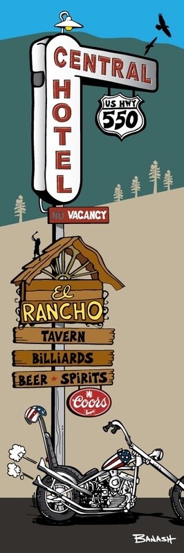 CENTRAL HOTEL EL RANCHO SIGN POST | CANVAS | ILLUSTRATION | 1:3 RATIO