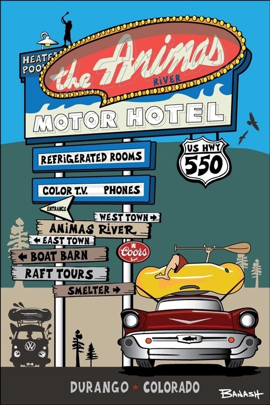 ANIMAS MOTOR HOTEL SIGN POST | CANVAS | ILLUSTRATION | 2:3 RATIO