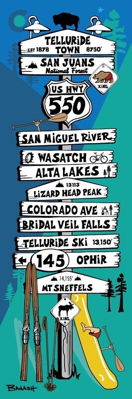 TELLURIDE TOWN SIGN POST | CANVAS | ILLUSTRATION | 1:3 RATIO