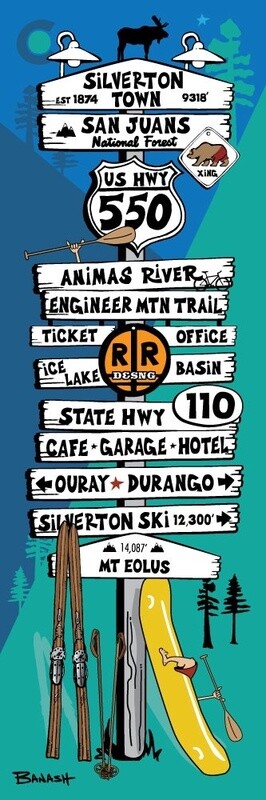 SILVERTON TOWN SIGN POST | CANVAS | ILLUSTRATION | 1:3 RATIO