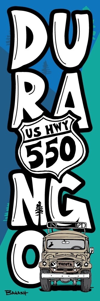 DURANGO TOWN HWY 550 STACKED (LAND CRUISER) | CANVAS | ILLUSTRATION | 1:3 RATIO