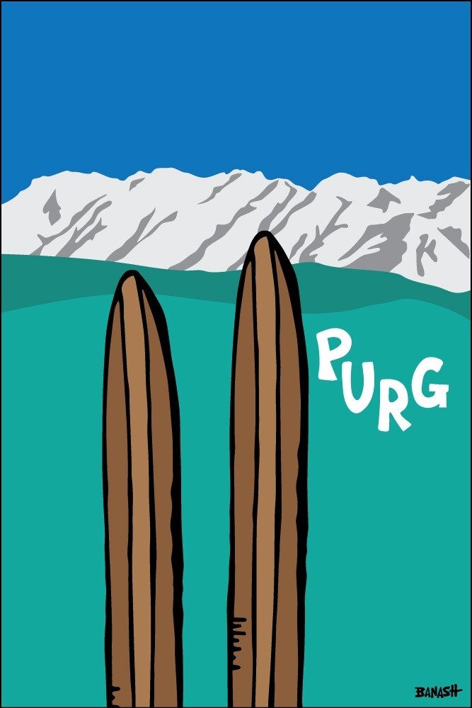 PURG SKI TIPS PEAKS SEAFOAM| CANVAS | ILLUSTRATION | 2:3 RATIO, Size: 4x6