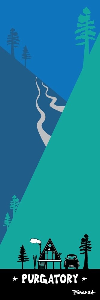 PURGATORY MOUNTAIN SLOPES SKI A FRAME HUT | CANVAS | ILLUSTRATION | 1:3 RATIO