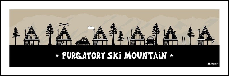 PURGATORY SKI MOUNTAIN A FRAME HUTS | CANVAS | ILLUSTRATION | 1:3 RATIO