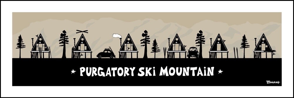 PURGATORY SKI MOUNTAIN A FRAME HUTS | LOOSE PRINT | ILLUSTRATION | 1:3 RATIO