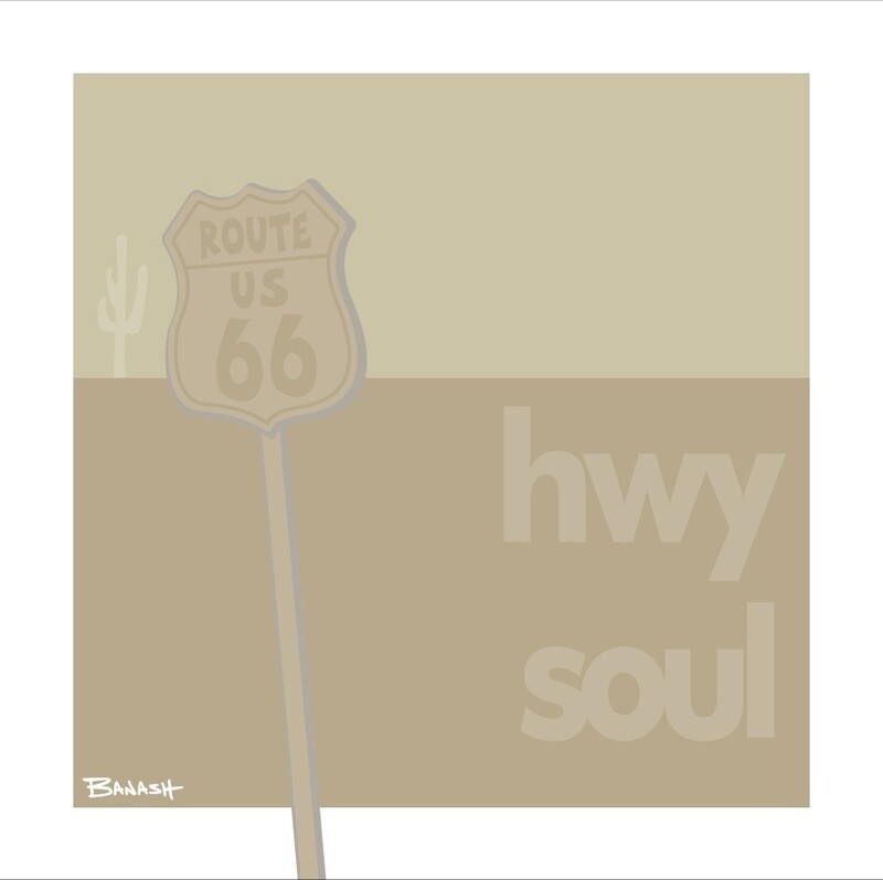 HWY SOUL ROUTE 66 FADED SIGN | CANVAS | ILLUSTRATION | 1:1 RATIO