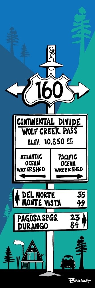 WOLF CREEK PASS HWY 160 SLOPES SKI A FRAME | LOOSE PRINT | ILLUSTRATION | 1:3 RATIO