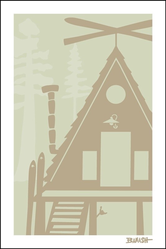 DURANGO SKI A FRAME HUT DRIFTWOOD | CANVAS | ILLUSTRATION | 2:3 RATIO
